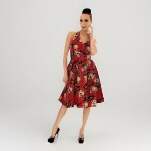 Origin Of Life Skull Halter Dress By Folter Retro Pin-up Swing Dress Size Medium